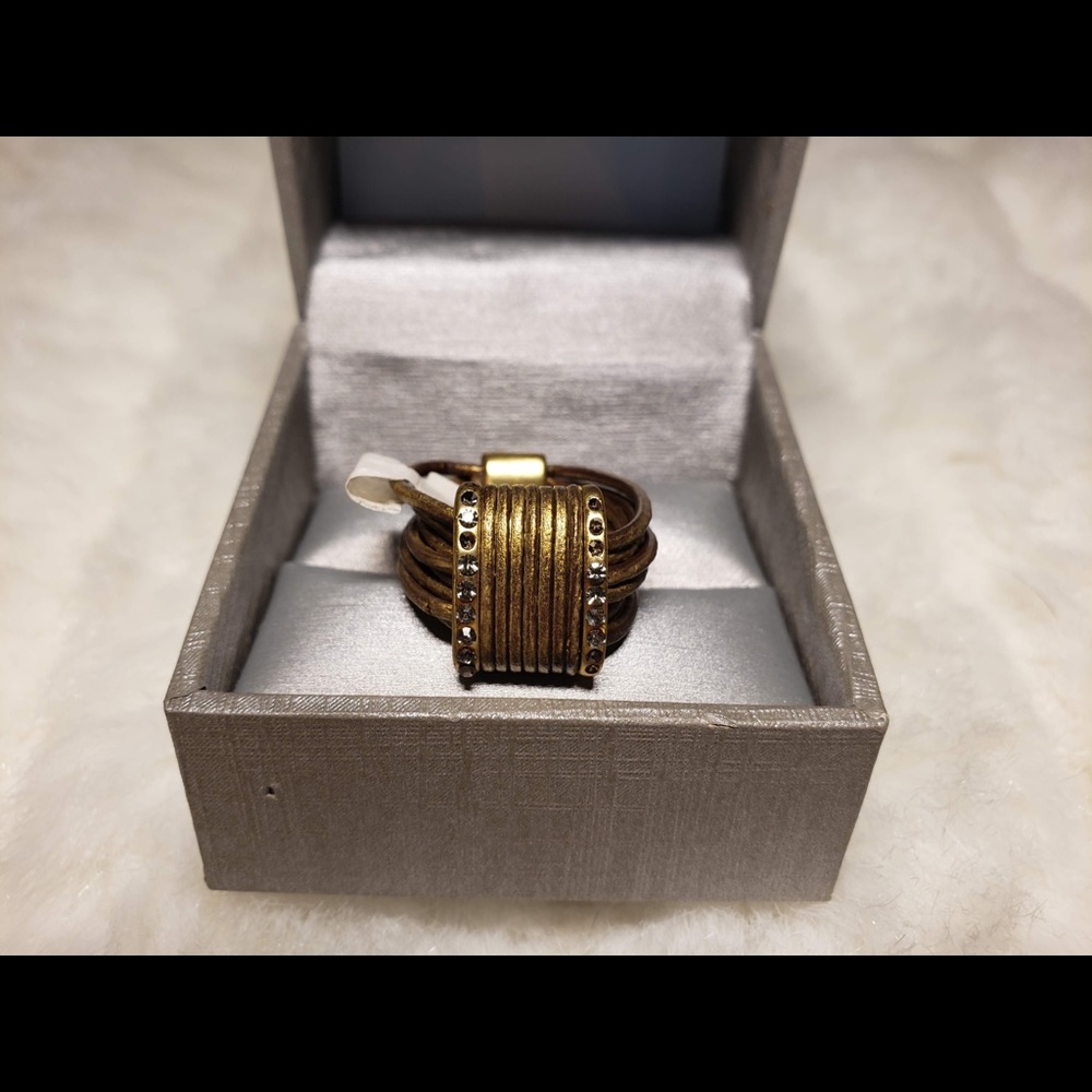 Gold Color Rope Wire Adjustable Crystal Ring